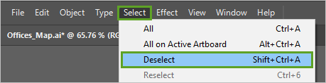 Deselect option in the Select menu