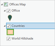 Countries layer in the Contents pane