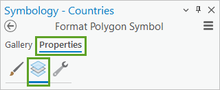 Properties tab and Layers tab in the Symbology pane