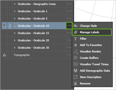 Manage Labels option for the Graticules - Graticule 10 layer