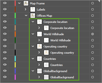 Layers inside the Offices Map layer