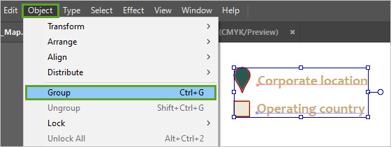 Group option in the Object menu