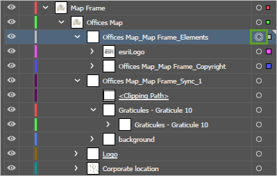 Target button for the Offices Map_Map Frame_Elements layer.