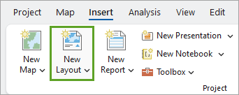 New Layout button on the Insert tab of the ribbon