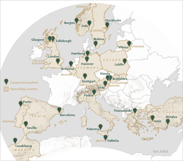 Map with repositioned labels