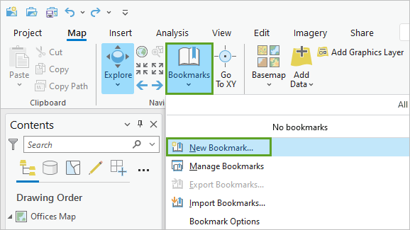 New Bookmark option in the Bookmarks gallery