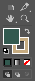 Color picker on the toolbar set to green fill and gold outline.