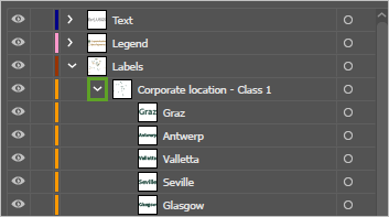 Expand button for the Corporate location - Class 1 layer