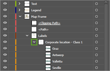 Expand button for the Corporate location - Class 1 layer