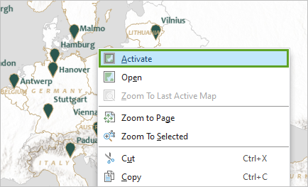 Activate option in the context menu for the map frame