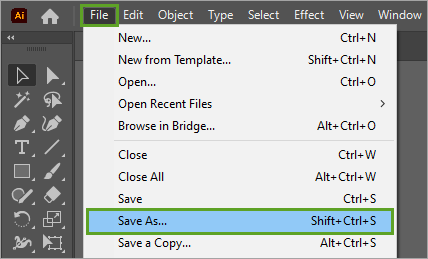 Save As option in the File menu