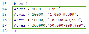 When statement for different Acres values