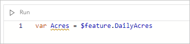 Daily Acres feature variable added to the expression window