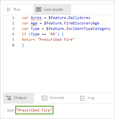 Prescribed Fire in the Results table