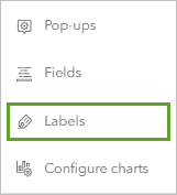 Labels in the Settings toolbar