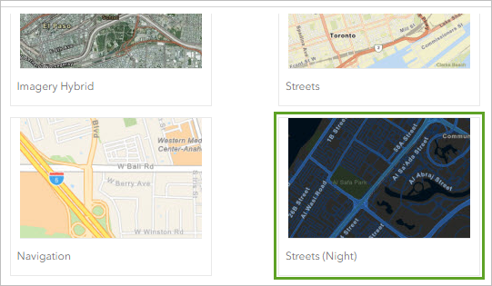Streets (Night) basemap.