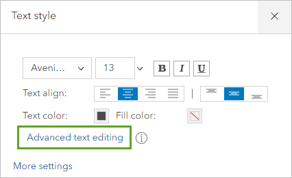 Advanced text editing option