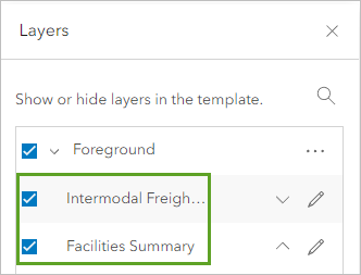 Renamed layers on the infographic panel