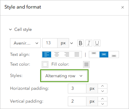 Alternating row option