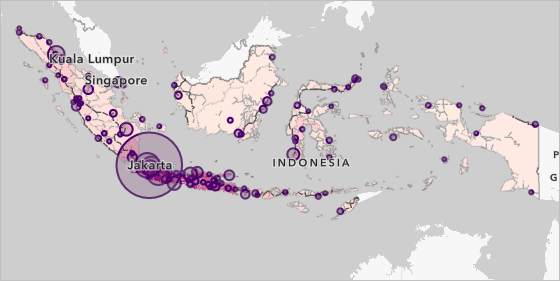 Map with a gray basemap