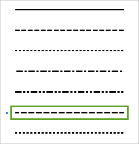 Dashed line symbol list