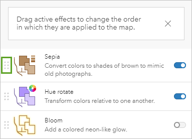 Sepia effect at the top of the Effects list