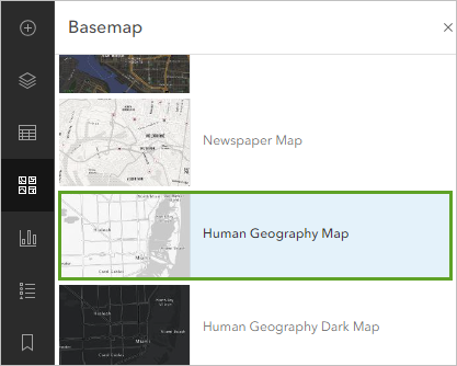 Human Geography Map in the Basemap pane