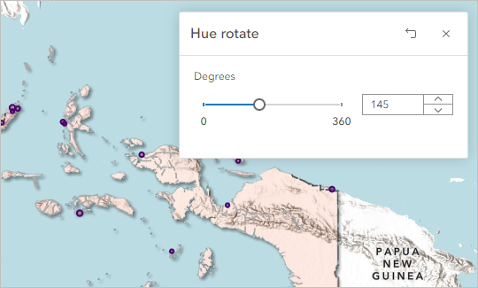 Hue rotate Degrees set to 145.