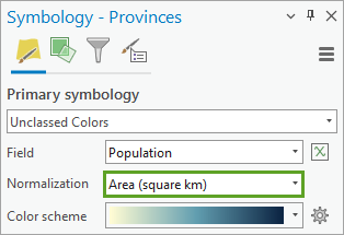 Normalization set to Area (square km)