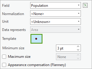 Template symbol in the Symbology pane