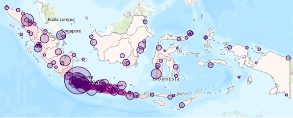 Map with transparent circle symbols