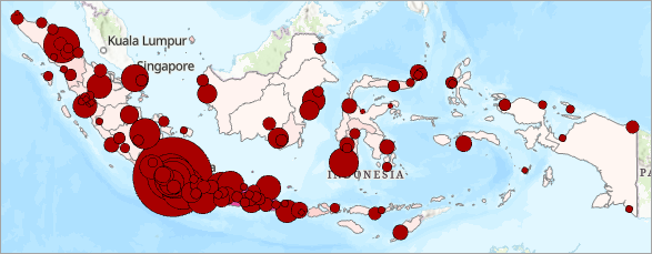 Map with proportional symbols