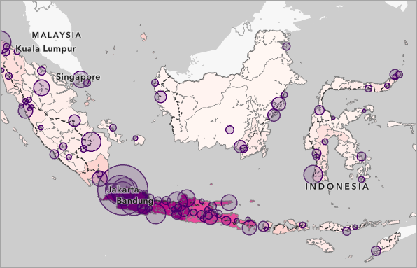 Map with a gray basemap