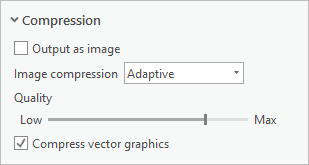 Parameters for the Compression section in the Export Layout pane