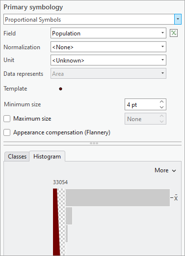 Symbology pane for Proportional Symbols