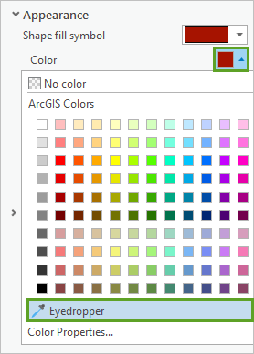 Eyedropper tool in the color picker menu