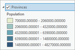 Provinces legend with discrete classes