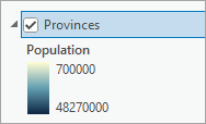 Provinces legend with a continuous range