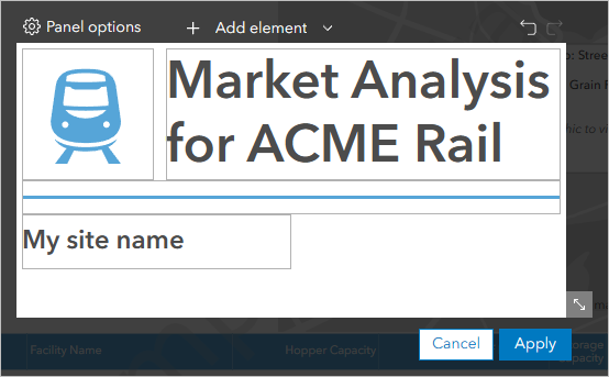 Text panel with train icon