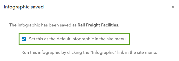 Set this as the default infographic in the site menu option