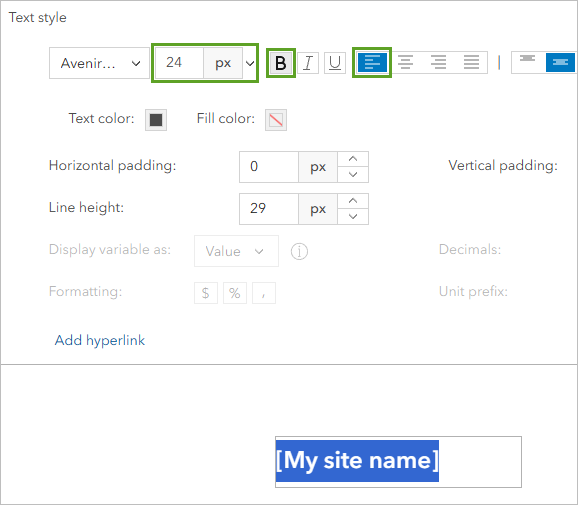 Text style options