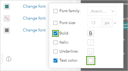 Bold and Text color options