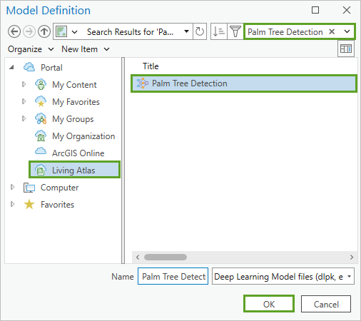 Palm Tree Detection model selected