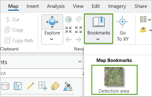 Detection area bookmark