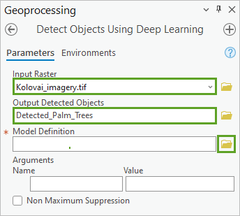 Detect Objects Using Deep Learning parameter values