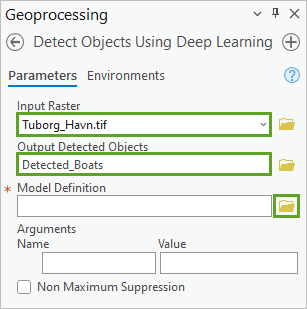 Detect Objects Using Deep Learning tool parameters