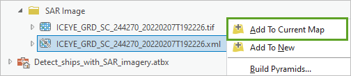 Add ICEYE_GRD_SC_244270_20220207T192226.xml to the map.