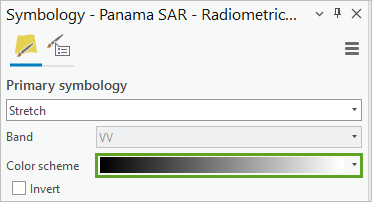 Symbology pane for Panama SAR - Radiometric Calibration.crf