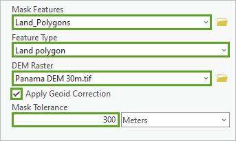 Land polygon and DEM parameters