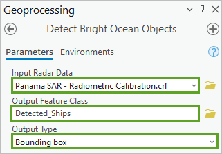 Detect Bright Ocean Objects tool parameters